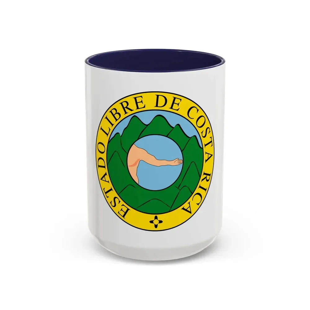 Coat of arms of Costa Rica (1824-1840 and 1842-1848) - Accent Coffee Mug 15oz Navy - Go Mug Yourself