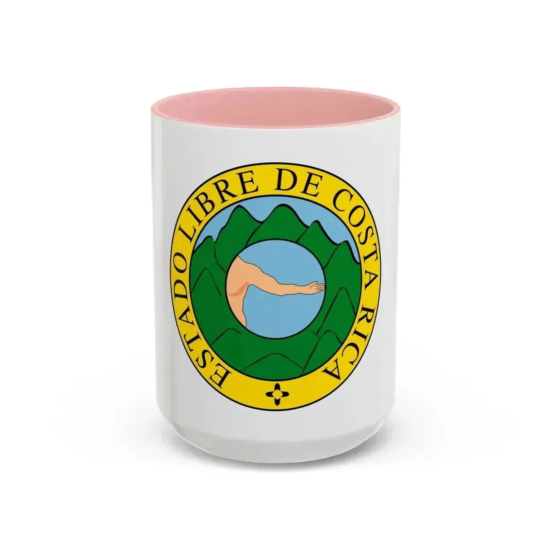 Coat of arms of Costa Rica (1824-1840 and 1842-1848) - Accent Coffee Mug 15oz Pink - Go Mug Yourself