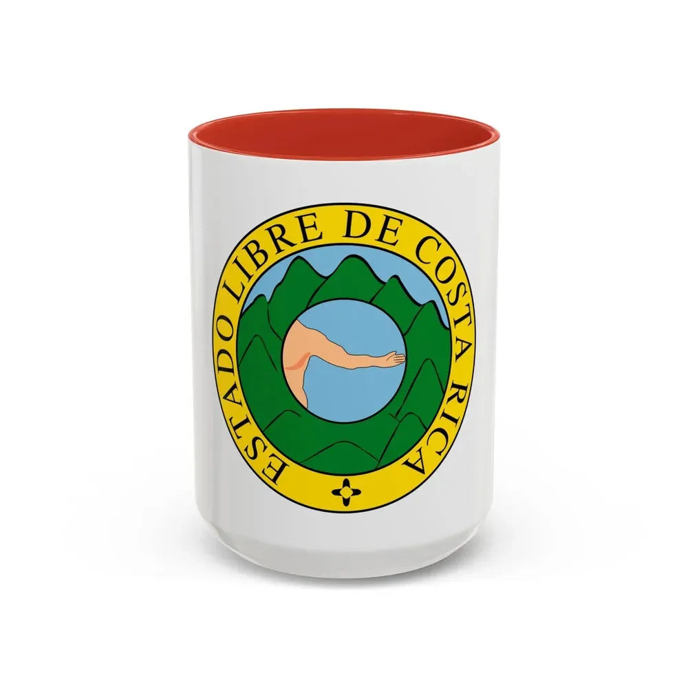 Coat of arms of Costa Rica (1824-1840 and 1842-1848) - Accent Coffee Mug 15oz Red - Go Mug Yourself