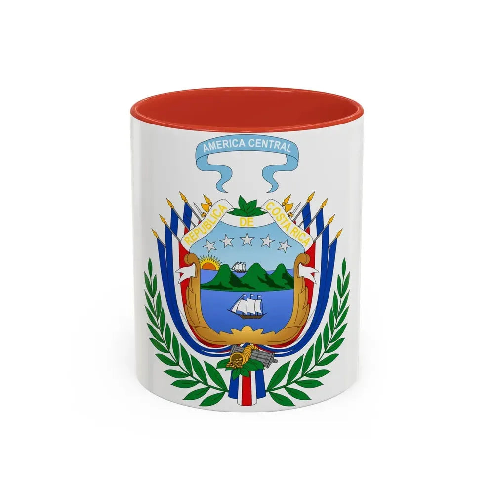 Coat of arms of Costa Rica (1848-1906) - Accent Coffee Mug 11oz Red - Go Mug Yourself