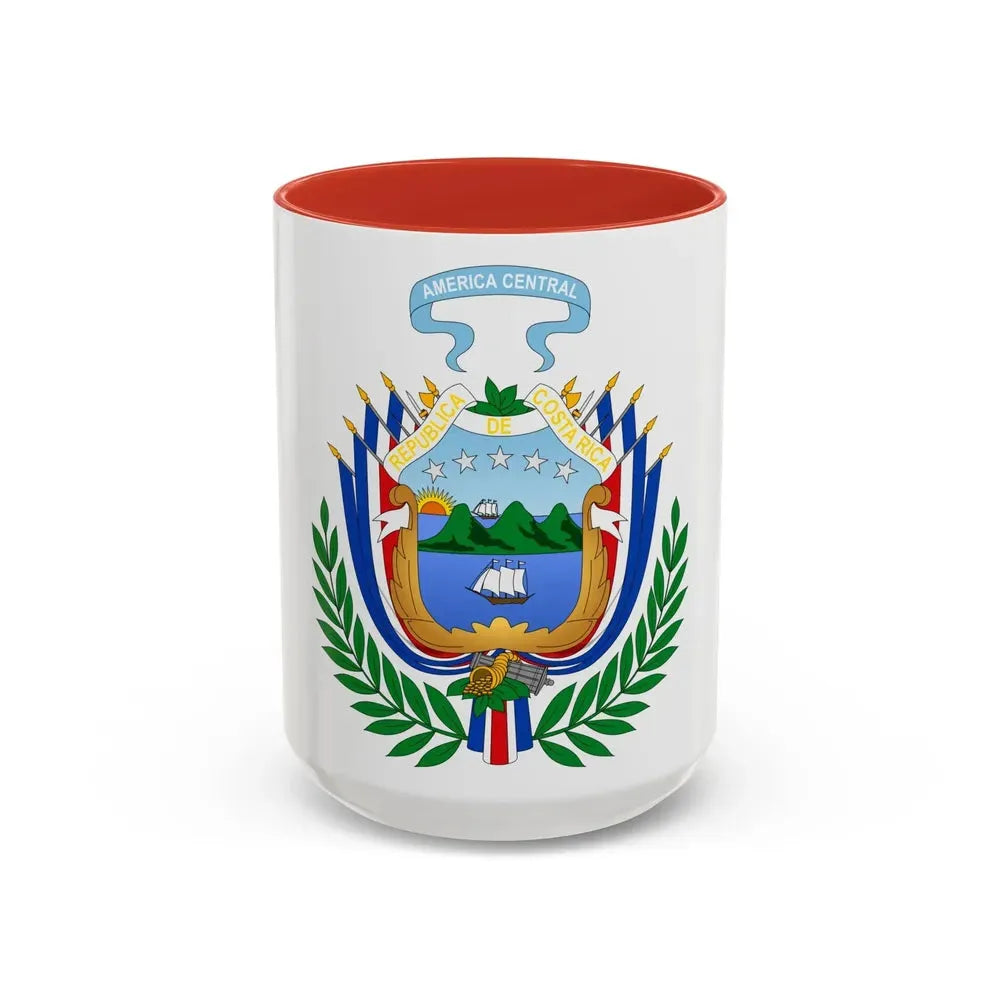 Coat of arms of Costa Rica (1848-1906) - Accent Coffee Mug 15oz Red - Go Mug Yourself