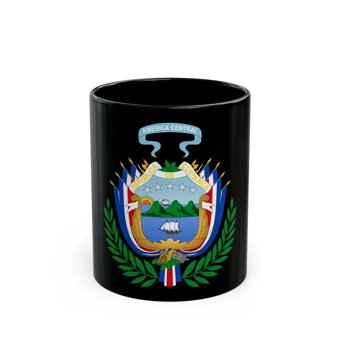 Coat of arms of Costa Rica (1848-1906) - Black Coffee Mug 11oz - Go Mug Yourself