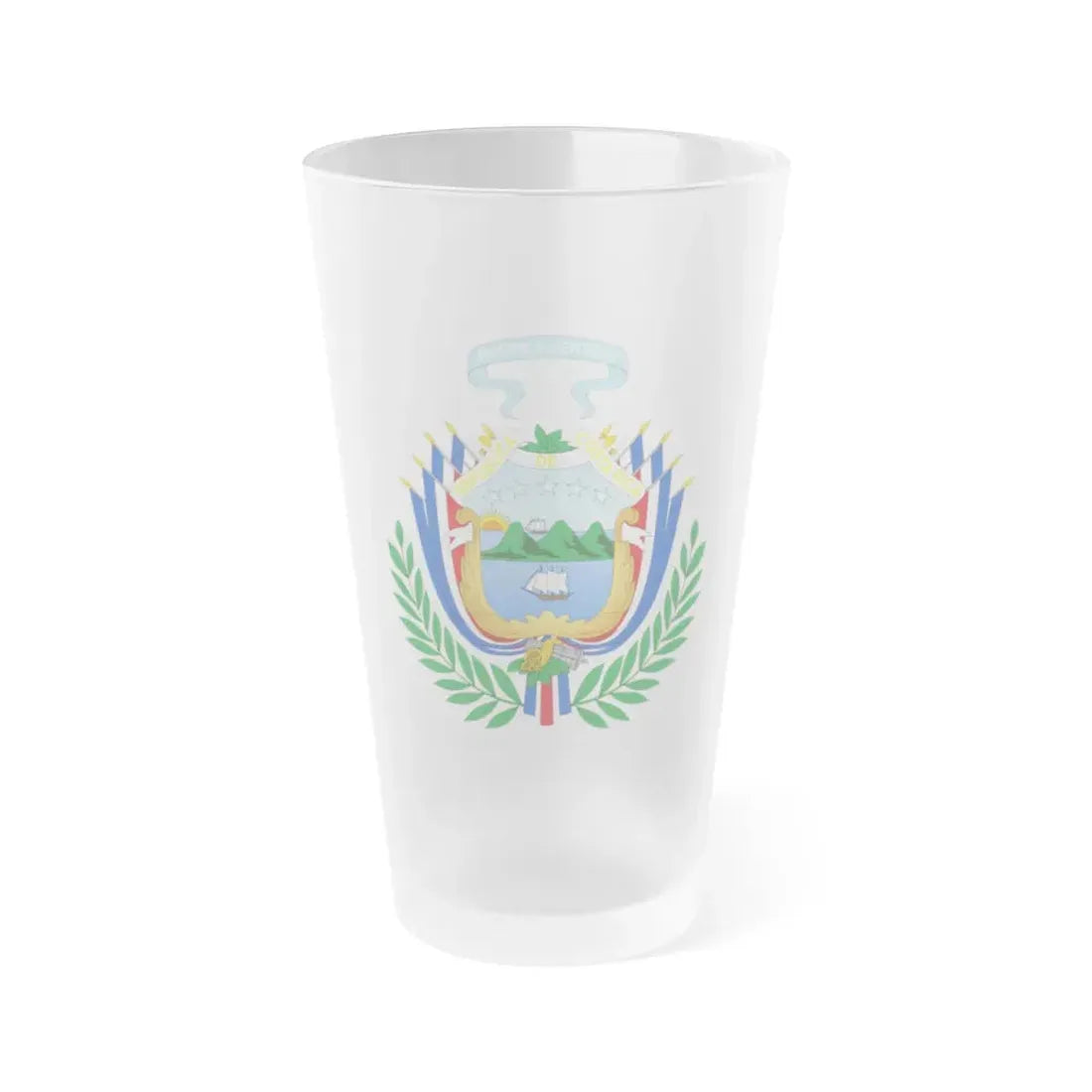 Coat of arms of Costa Rica (1848-1906) - Frosted Pint Glass 16oz Default Title - Go Mug Yourself