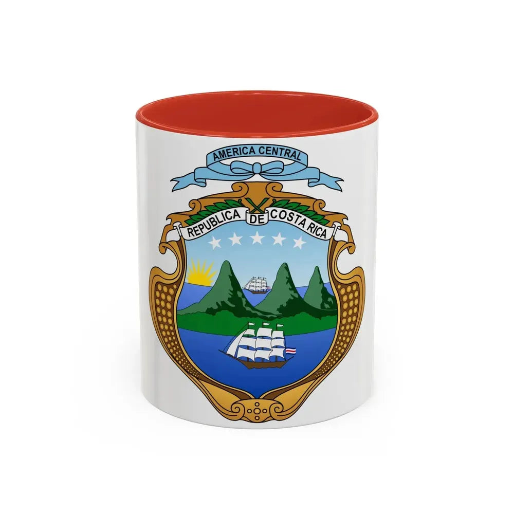 Coat of arms of Costa Rica (1906-1964) - Accent Coffee Mug 11oz Red - Go Mug Yourself