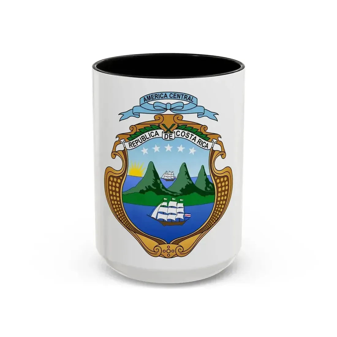 Coat of arms of Costa Rica (1906-1964) - Accent Coffee Mug 15oz Black - Go Mug Yourself
