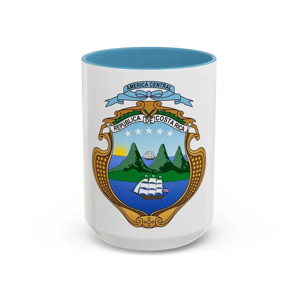 Coat of arms of Costa Rica (1906-1964) - Accent Coffee Mug 15oz Light Blue - Go Mug Yourself