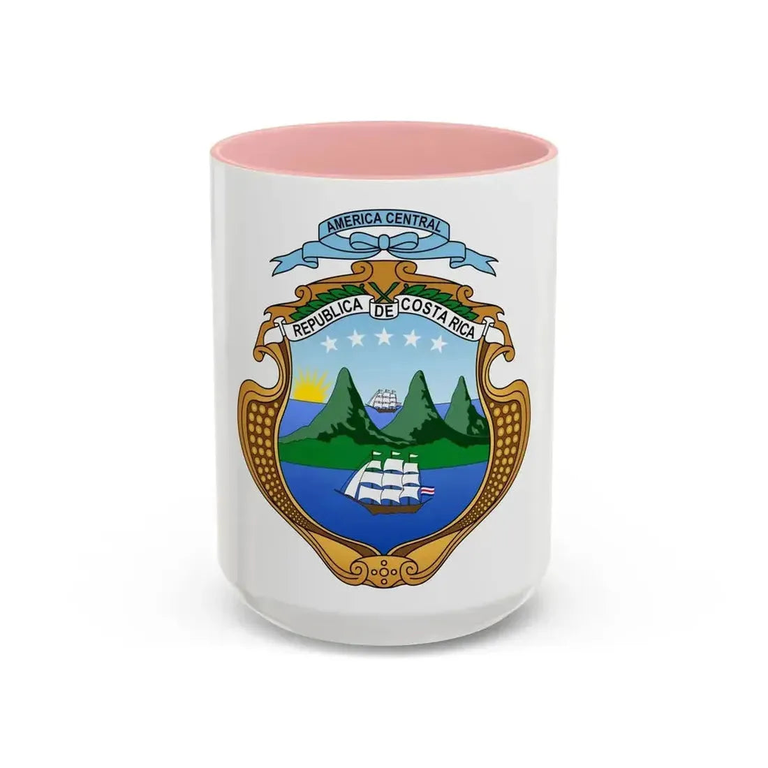 Coat of arms of Costa Rica (1906-1964) - Accent Coffee Mug 15oz Pink - Go Mug Yourself