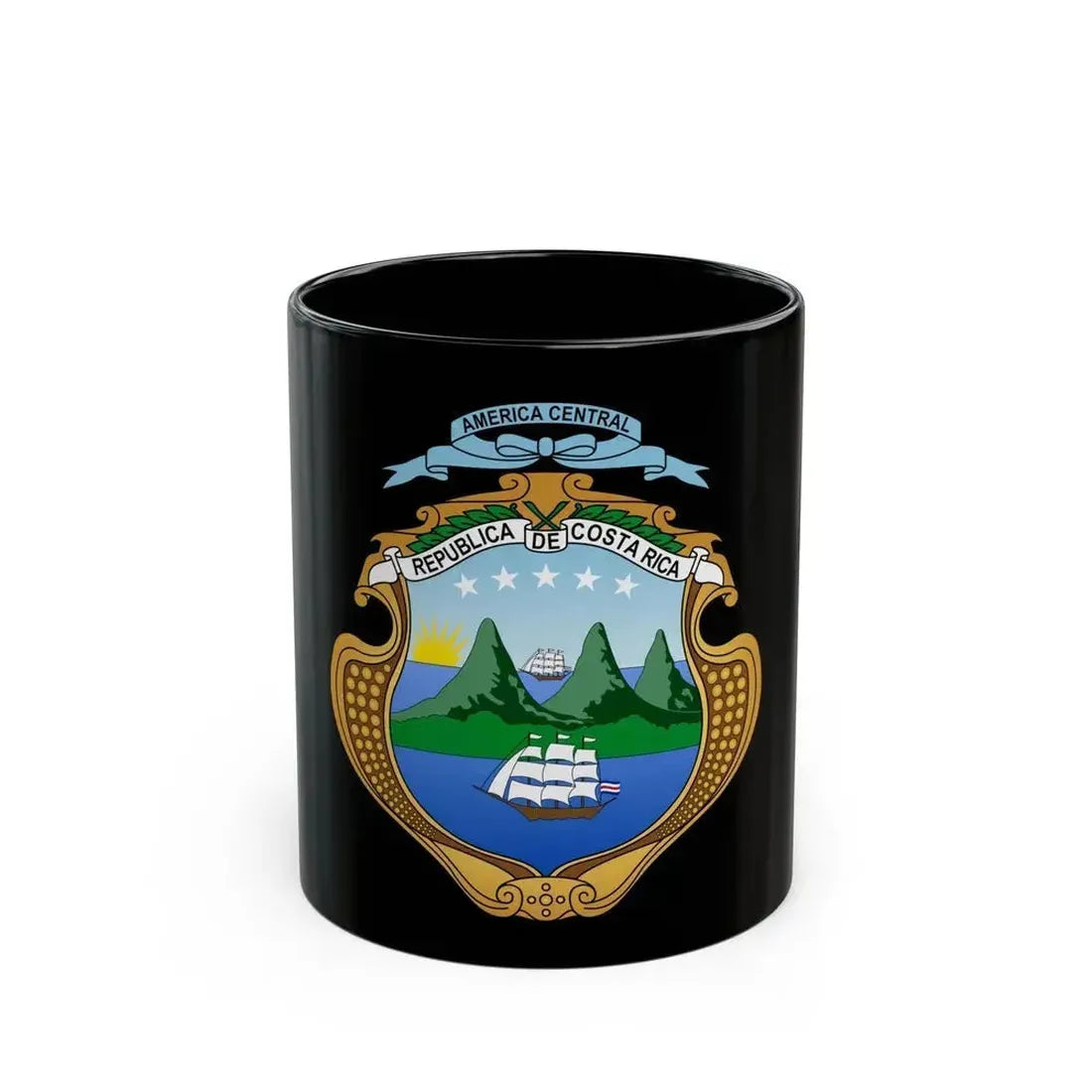 Coat of arms of Costa Rica (1906-1964) - Black Coffee Mug 11oz - Go Mug Yourself