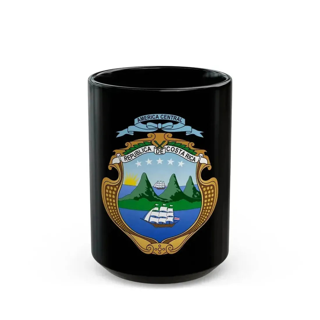 Coat of arms of Costa Rica (1906-1964) - Black Coffee Mug 15oz - Go Mug Yourself