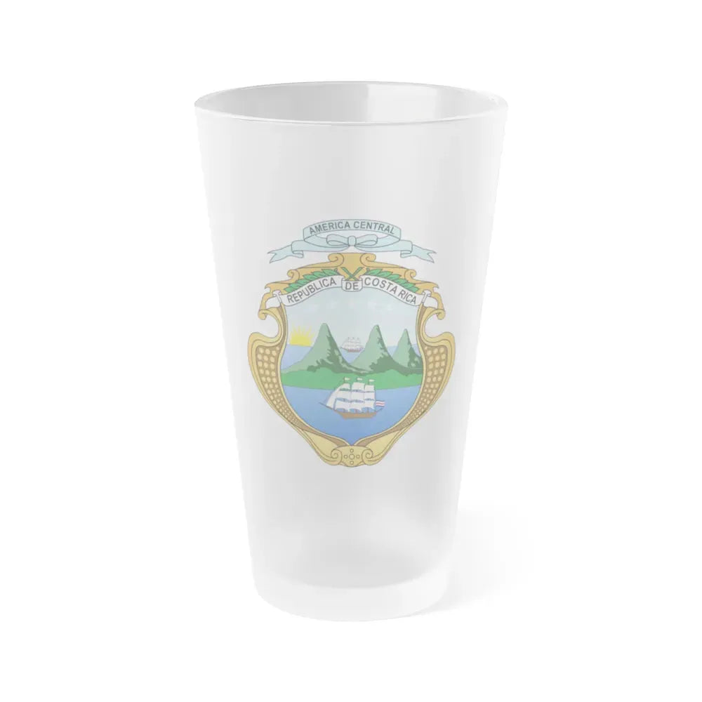 Coat of arms of Costa Rica (1906-1964) - Frosted Pint Glass 16oz Default Title - Go Mug Yourself