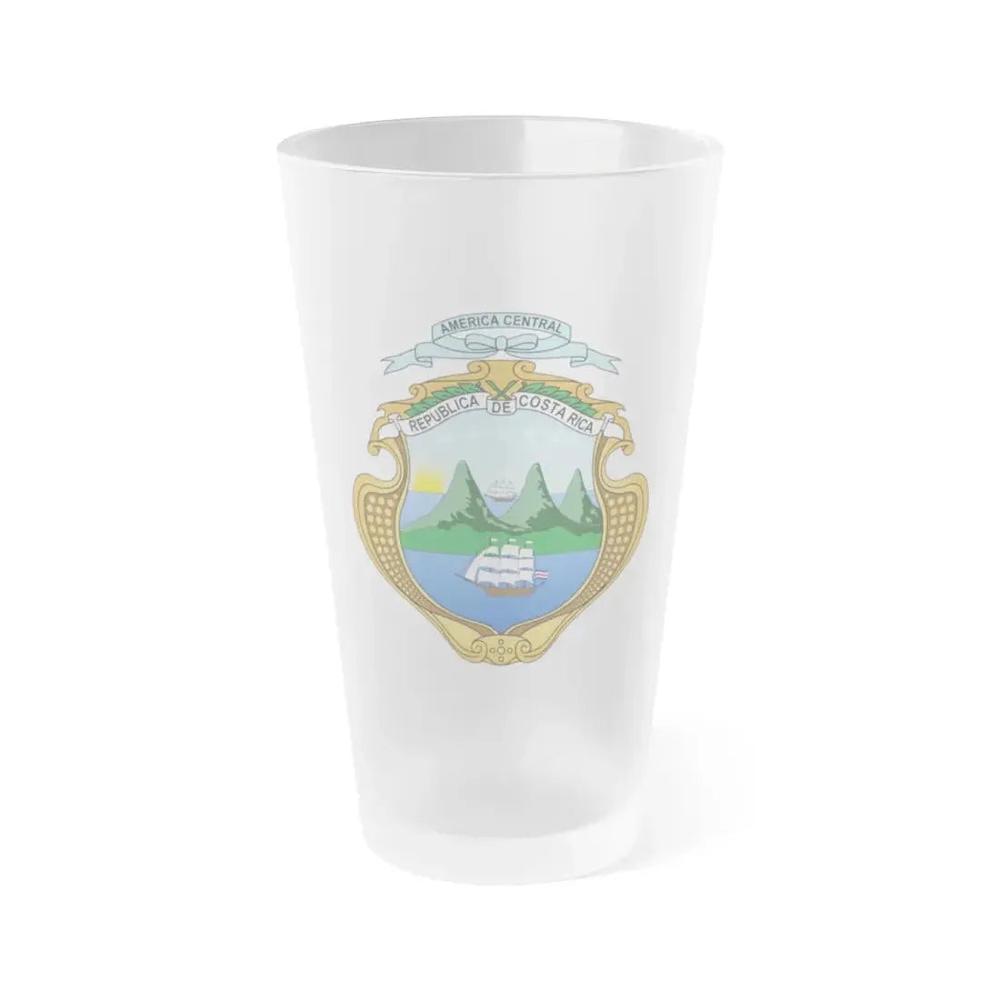 Coat of arms of Costa Rica (1906-1964) - Frosted Pint Glass 16oz Default Title - Go Mug Yourself
