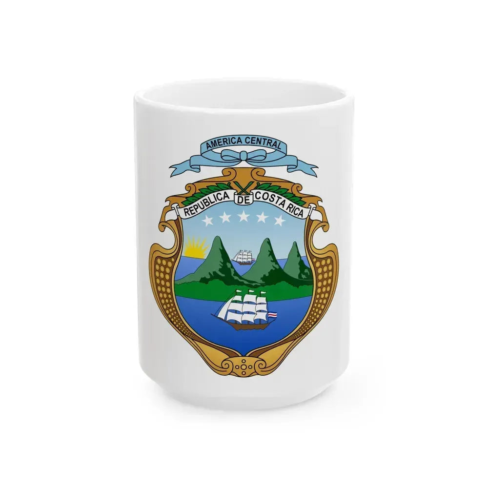 Coat of arms of Costa Rica (1906-1964) - White Coffee Mug 15oz - Go Mug Yourself