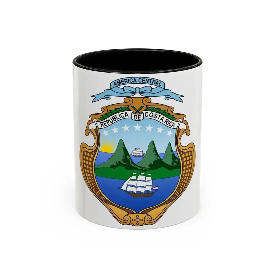Coat of arms of Costa Rica (1964-1998) - Accent Coffee Mug 11oz Black - Go Mug Yourself