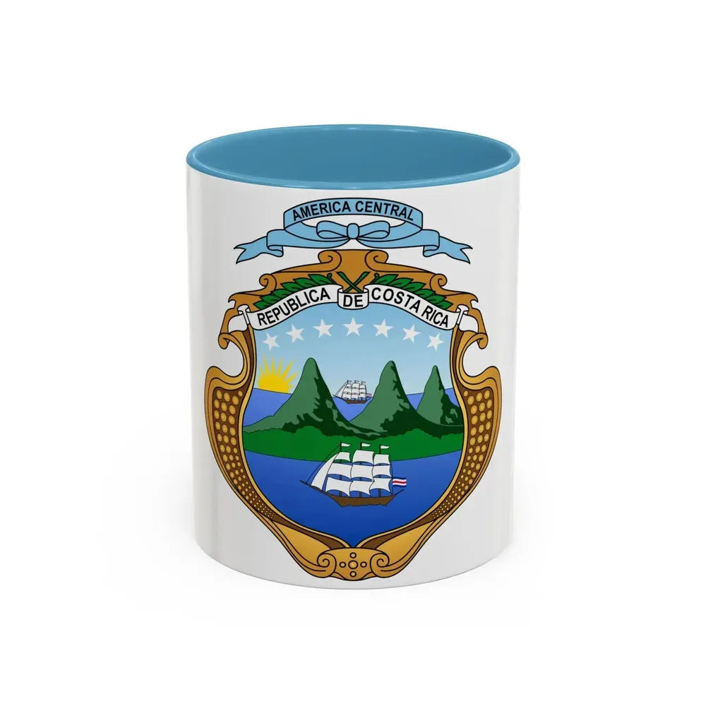 Coat of arms of Costa Rica (1964-1998) - Accent Coffee Mug 11oz Light Blue - Go Mug Yourself