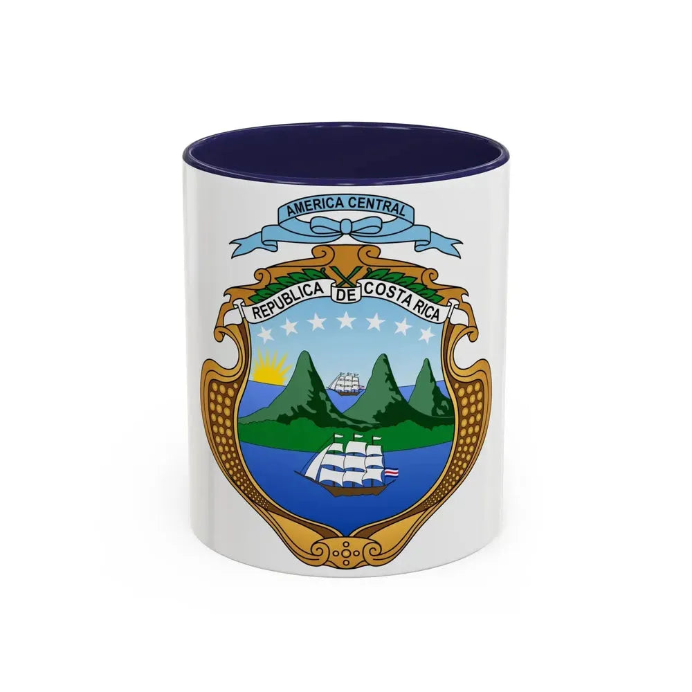 Coat of arms of Costa Rica (1964-1998) - Accent Coffee Mug 11oz Navy - Go Mug Yourself