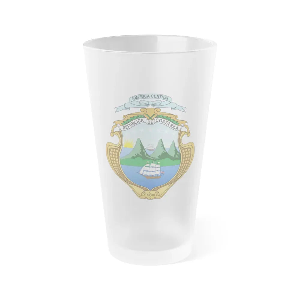 Coat of arms of Costa Rica (1964-1998) - Frosted Pint Glass 16oz Default Title - Go Mug Yourself