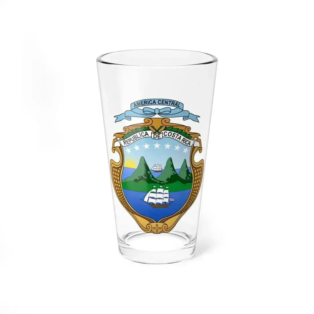Coat of arms of Costa Rica (1964-1998) - Pint Glass 16oz 16oz - Go Mug Yourself