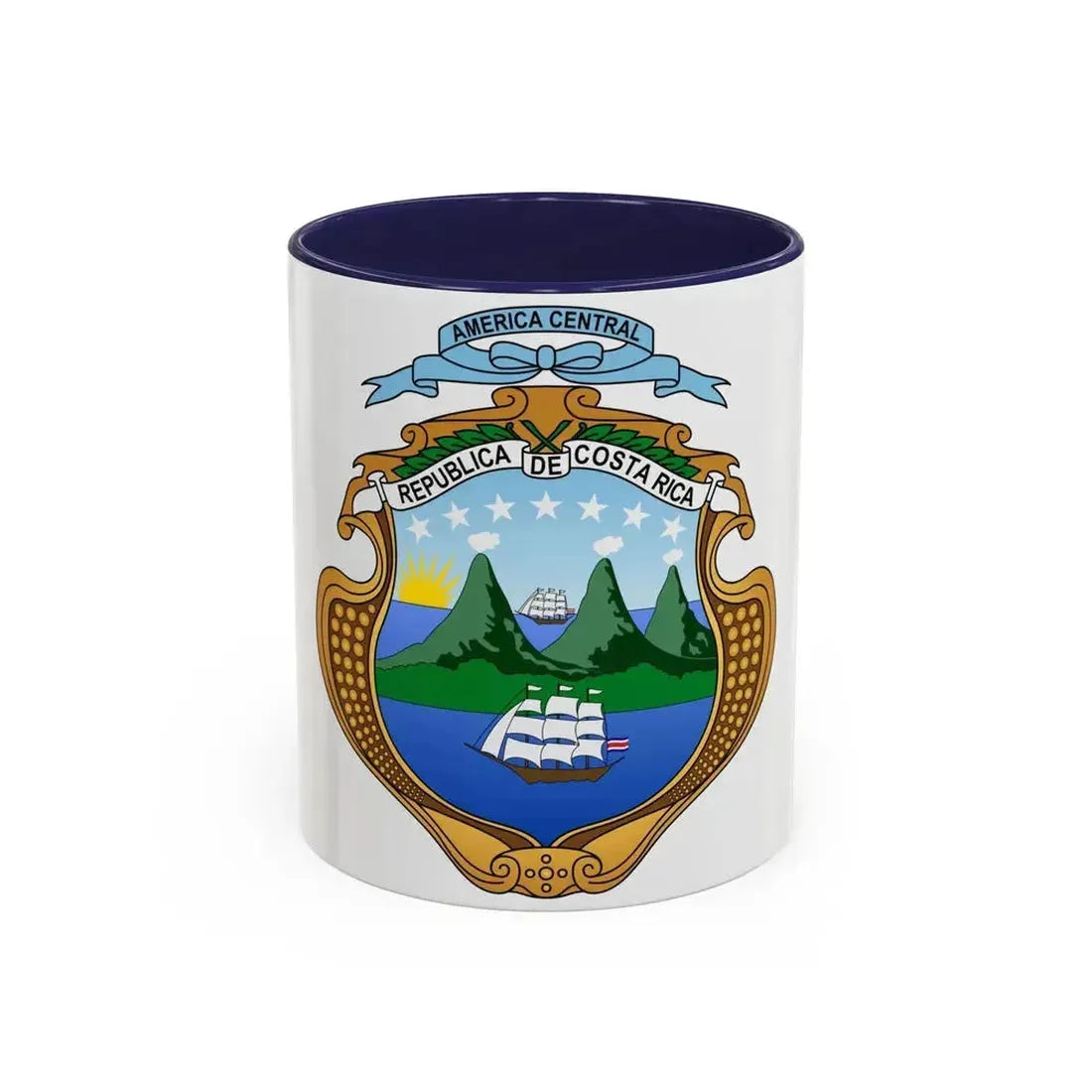 Coat of arms of Costa Rica - Accent Coffee Mug 11oz Navy - Go Mug Yourself
