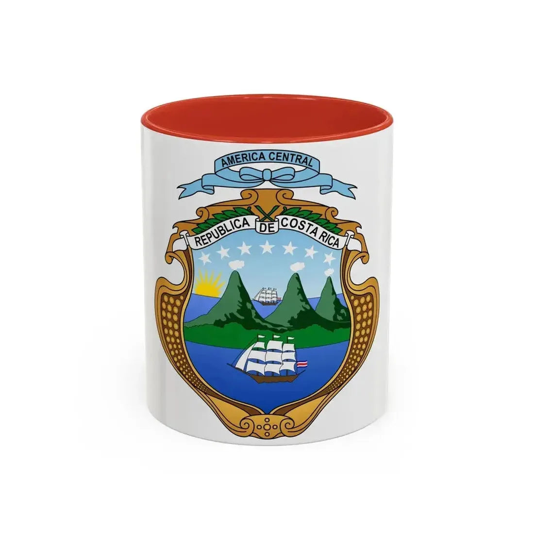 Coat of arms of Costa Rica - Accent Coffee Mug 11oz Red - Go Mug Yourself