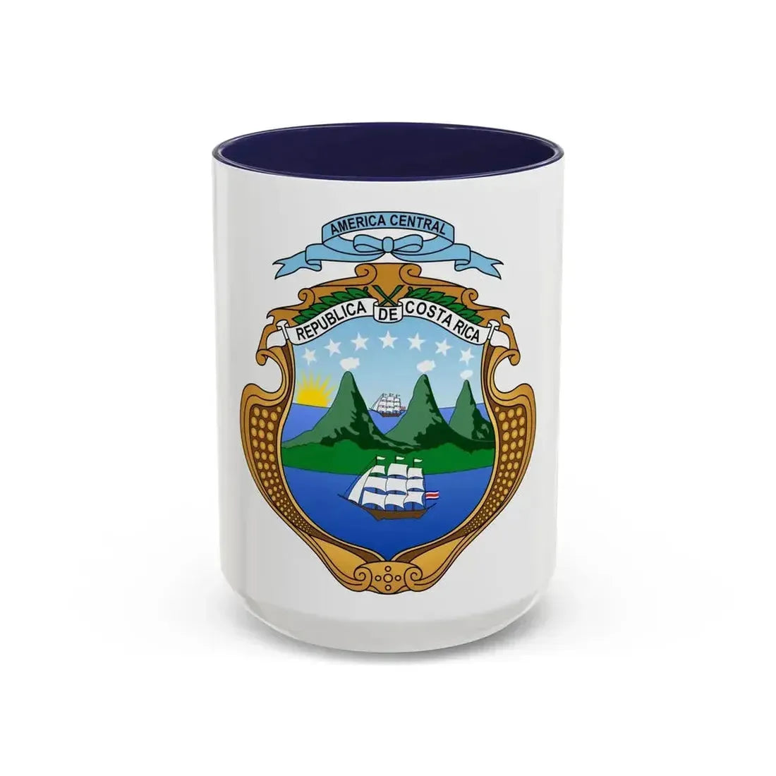 Coat of arms of Costa Rica - Accent Coffee Mug 15oz Navy - Go Mug Yourself