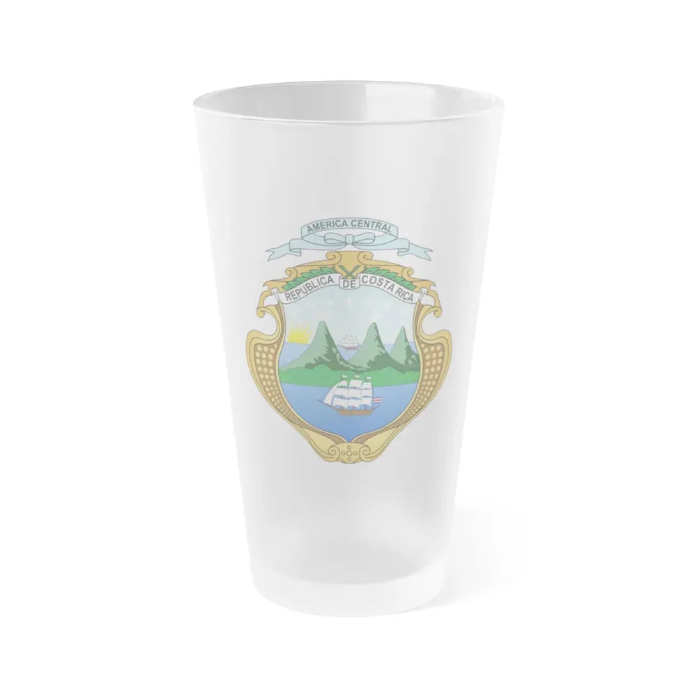 Coat of arms of Costa Rica - Frosted Pint Glass 16oz Default Title - Go Mug Yourself