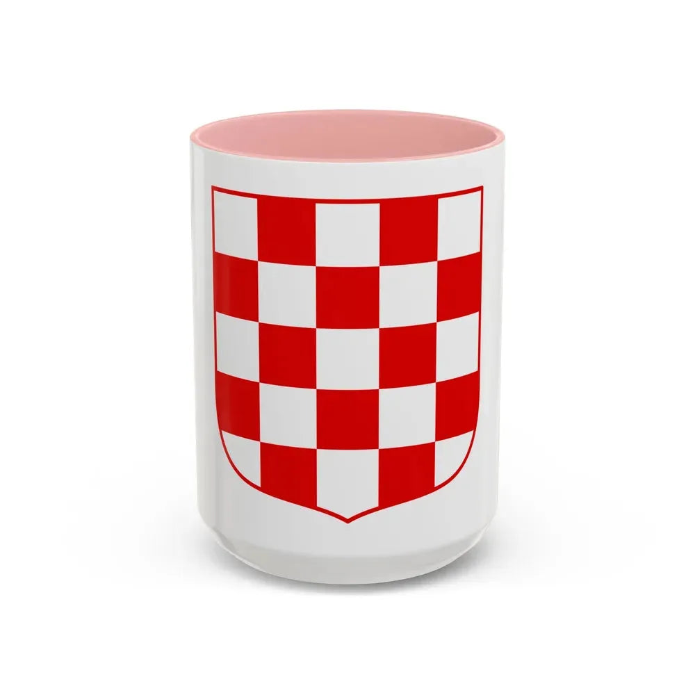 Coat of arms of Croatia (white chequy) - Accent Coffee Mug 15oz Pink - Go Mug Yourself