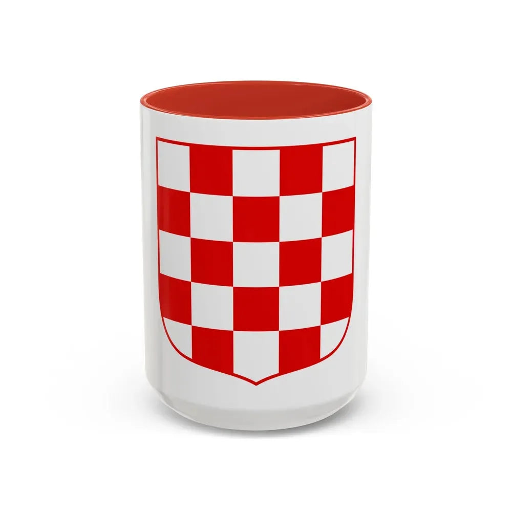 Coat of arms of Croatia (white chequy) - Accent Coffee Mug 15oz Red - Go Mug Yourself