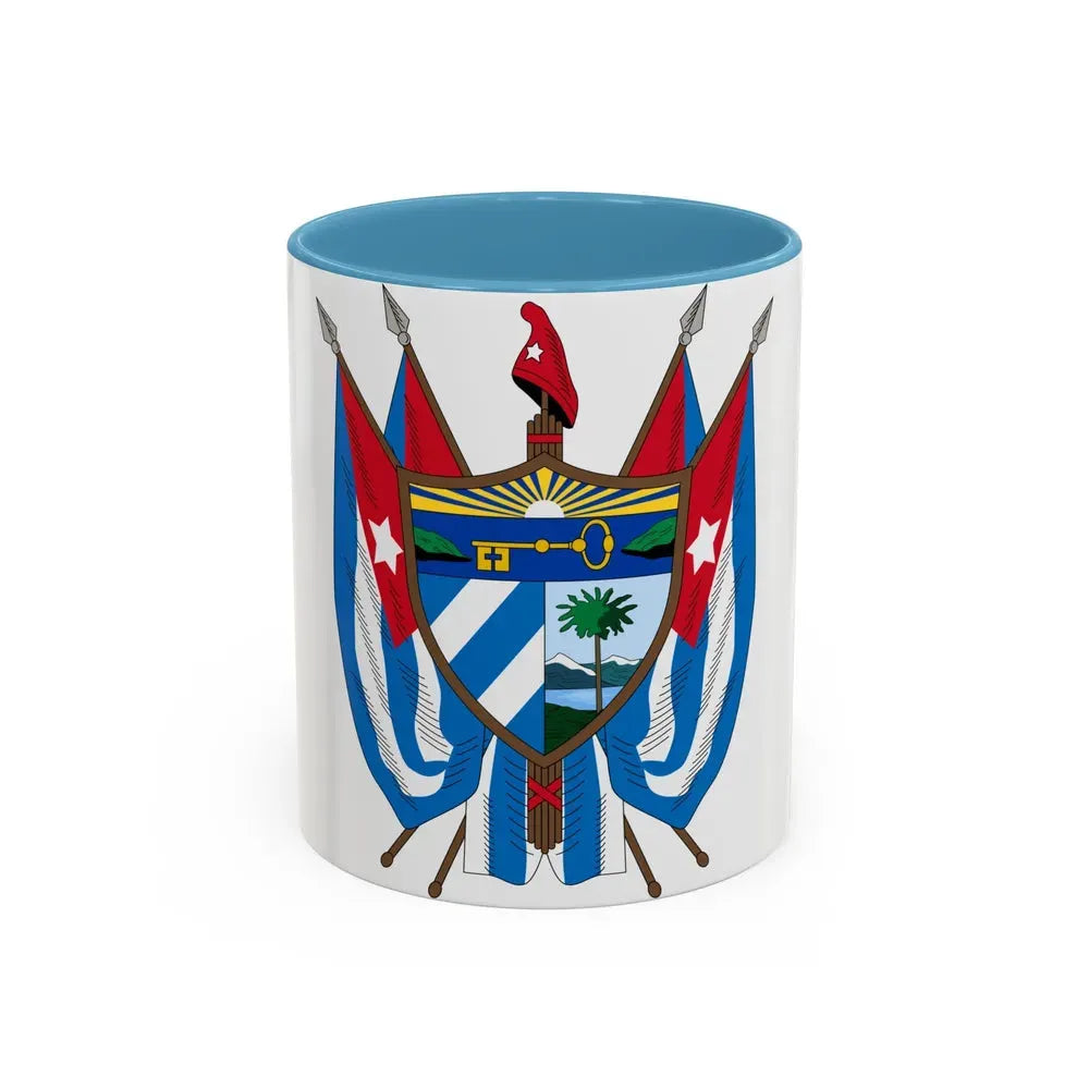 Coat of arms of Cuba (19th century) - Accent Coffee Mug 11oz Light Blue - Go Mug Yourself