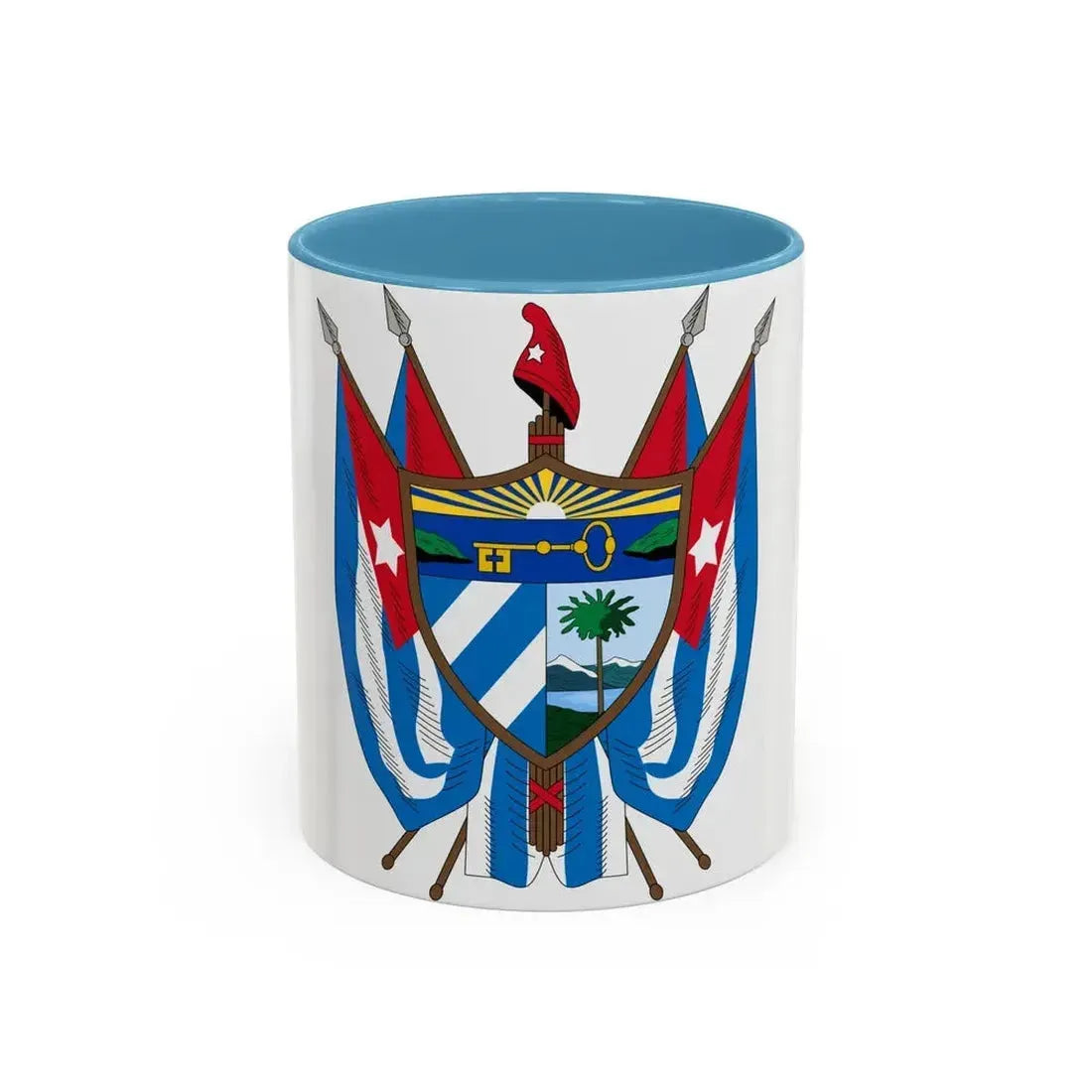 Coat of arms of Cuba (19th century) - Accent Coffee Mug 11oz Light Blue - Go Mug Yourself