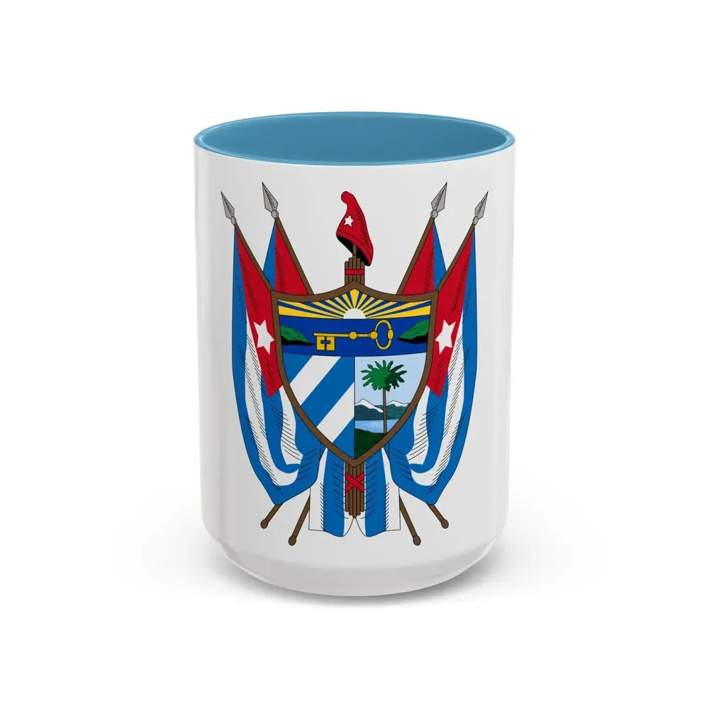 Coat of arms of Cuba (19th century) - Accent Coffee Mug 15oz Light Blue - Go Mug Yourself