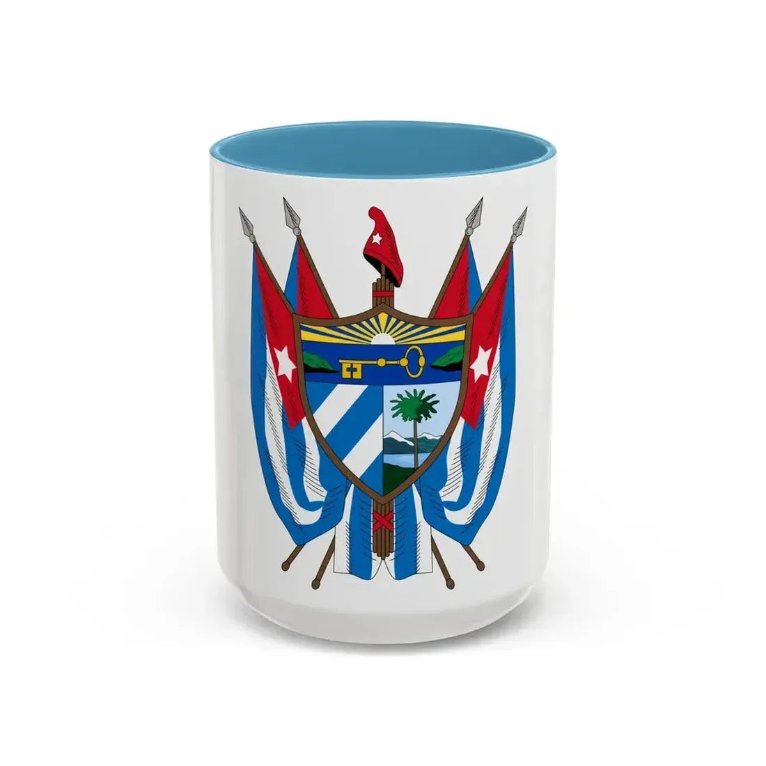 Coat of arms of Cuba (19th century) - Accent Coffee Mug 15oz Light Blue - Go Mug Yourself