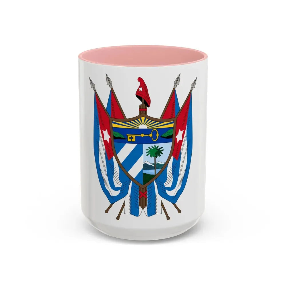 Coat of arms of Cuba (19th century) - Accent Coffee Mug 15oz Pink - Go Mug Yourself