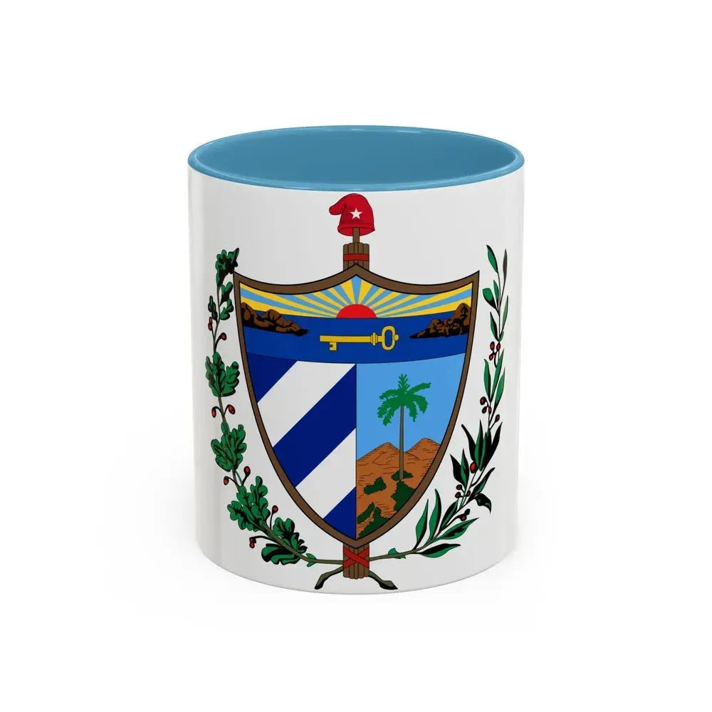 Coat of arms of Cuba - Accent Coffee Mug 11oz Light Blue - Go Mug Yourself