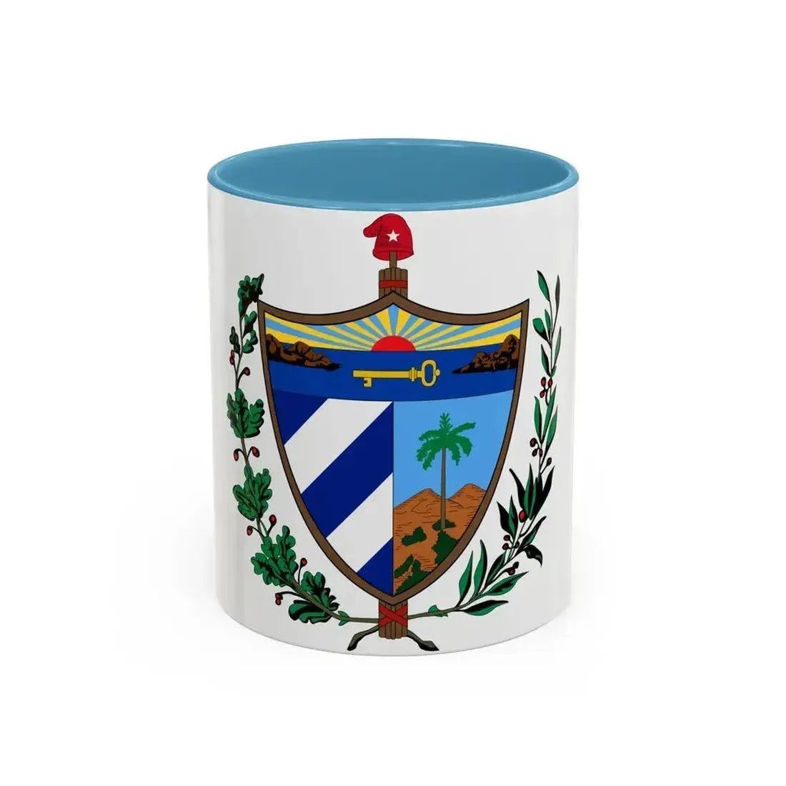 Coat of arms of Cuba - Accent Coffee Mug 11oz Light Blue - Go Mug Yourself