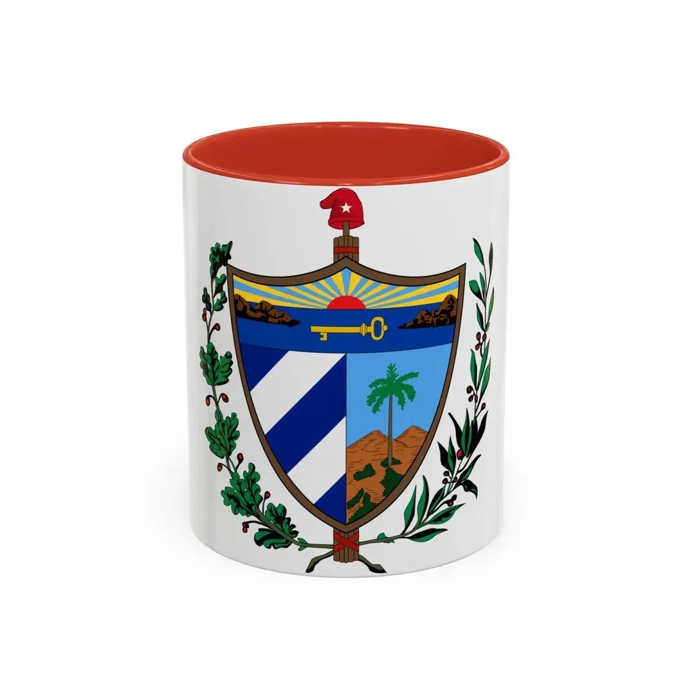 Coat of arms of Cuba - Accent Coffee Mug 11oz Red - Go Mug Yourself