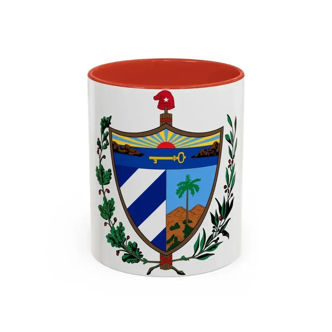 Coat of arms of Cuba - Accent Coffee Mug 11oz Red - Go Mug Yourself