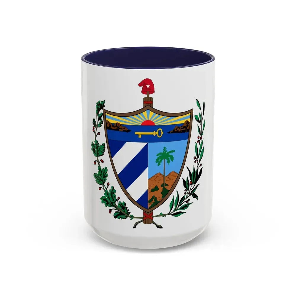 Coat of arms of Cuba - Accent Coffee Mug 15oz Navy - Go Mug Yourself