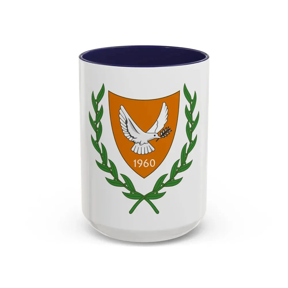 Coat of arms of Cyprus (2006) - Accent Coffee Mug 15oz Navy - Go Mug Yourself