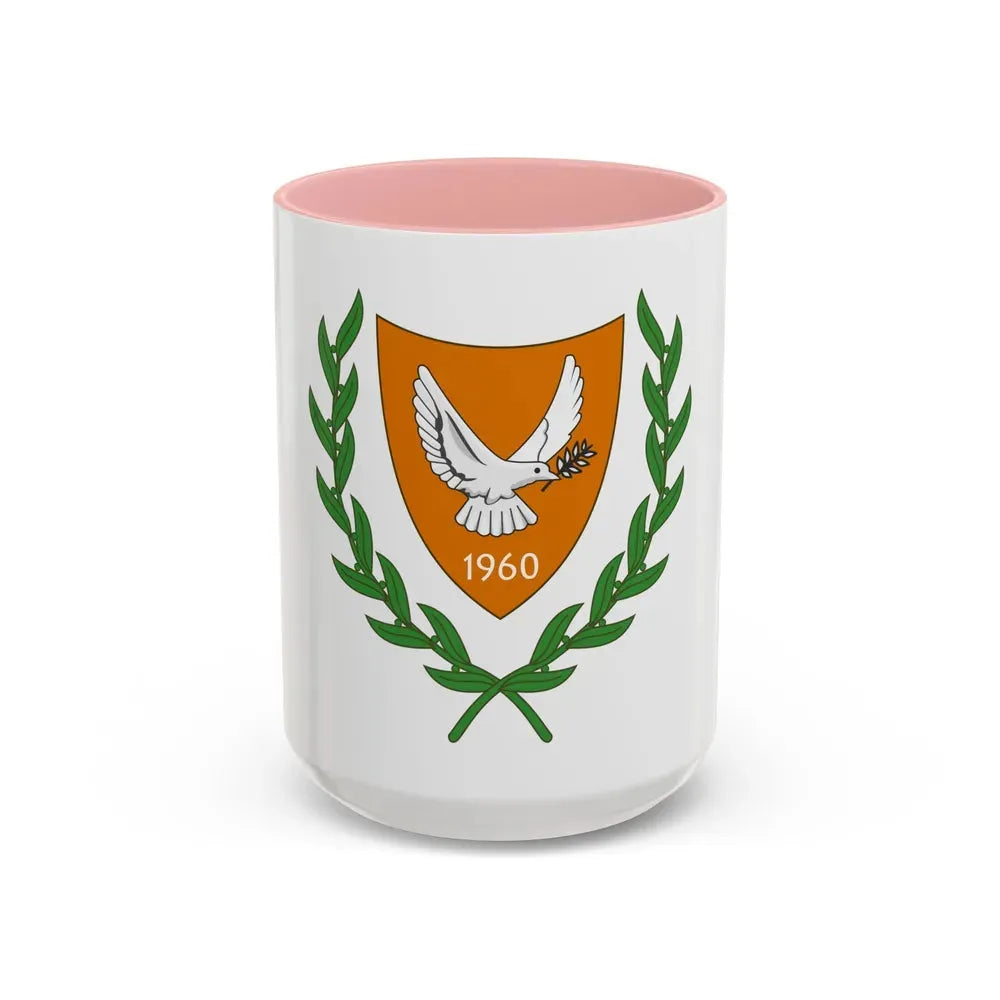 Coat of arms of Cyprus (2006) - Accent Coffee Mug 15oz Pink - Go Mug Yourself
