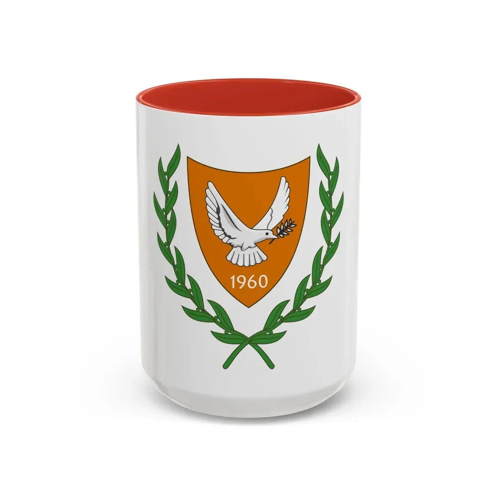 Coat of arms of Cyprus (2006) - Accent Coffee Mug 15oz Red - Go Mug Yourself