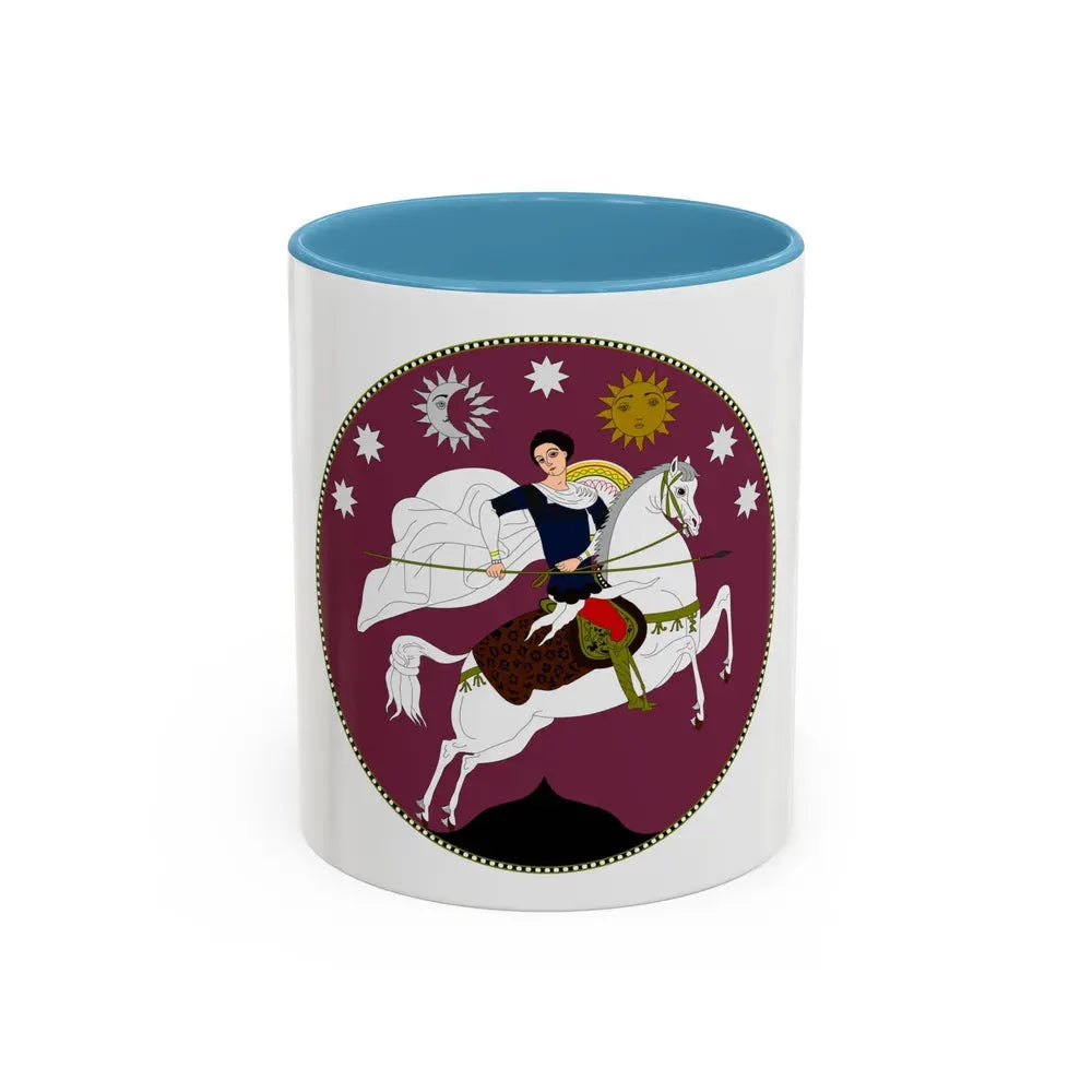 Coat of Arms of Democratic Republic of Georgia - Accent Coffee Mug 11oz Light Blue - Go Mug Yourself