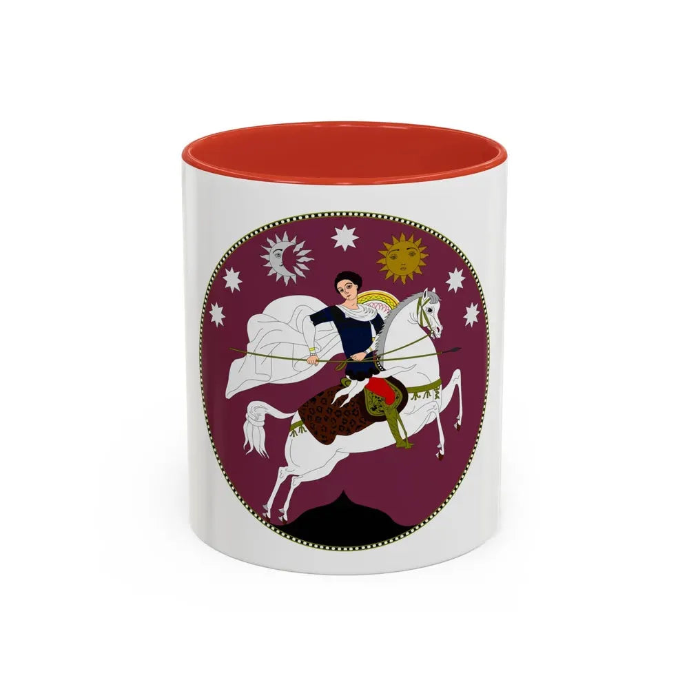 Coat of Arms of Democratic Republic of Georgia - Accent Coffee Mug 11oz Red - Go Mug Yourself