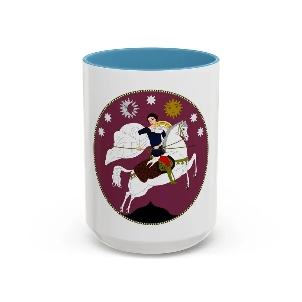 Coat of Arms of Democratic Republic of Georgia - Accent Coffee Mug 15oz Light Blue - Go Mug Yourself
