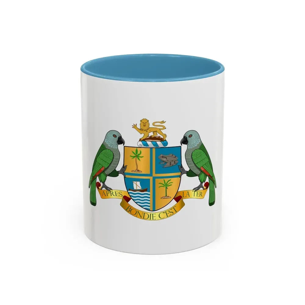 Coat of arms of Dominica - Accent Coffee Mug 11oz Light Blue - Go Mug Yourself