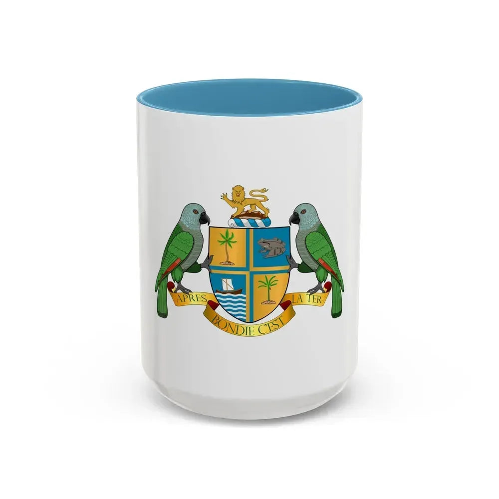 Coat of arms of Dominica - Accent Coffee Mug 15oz Light Blue - Go Mug Yourself