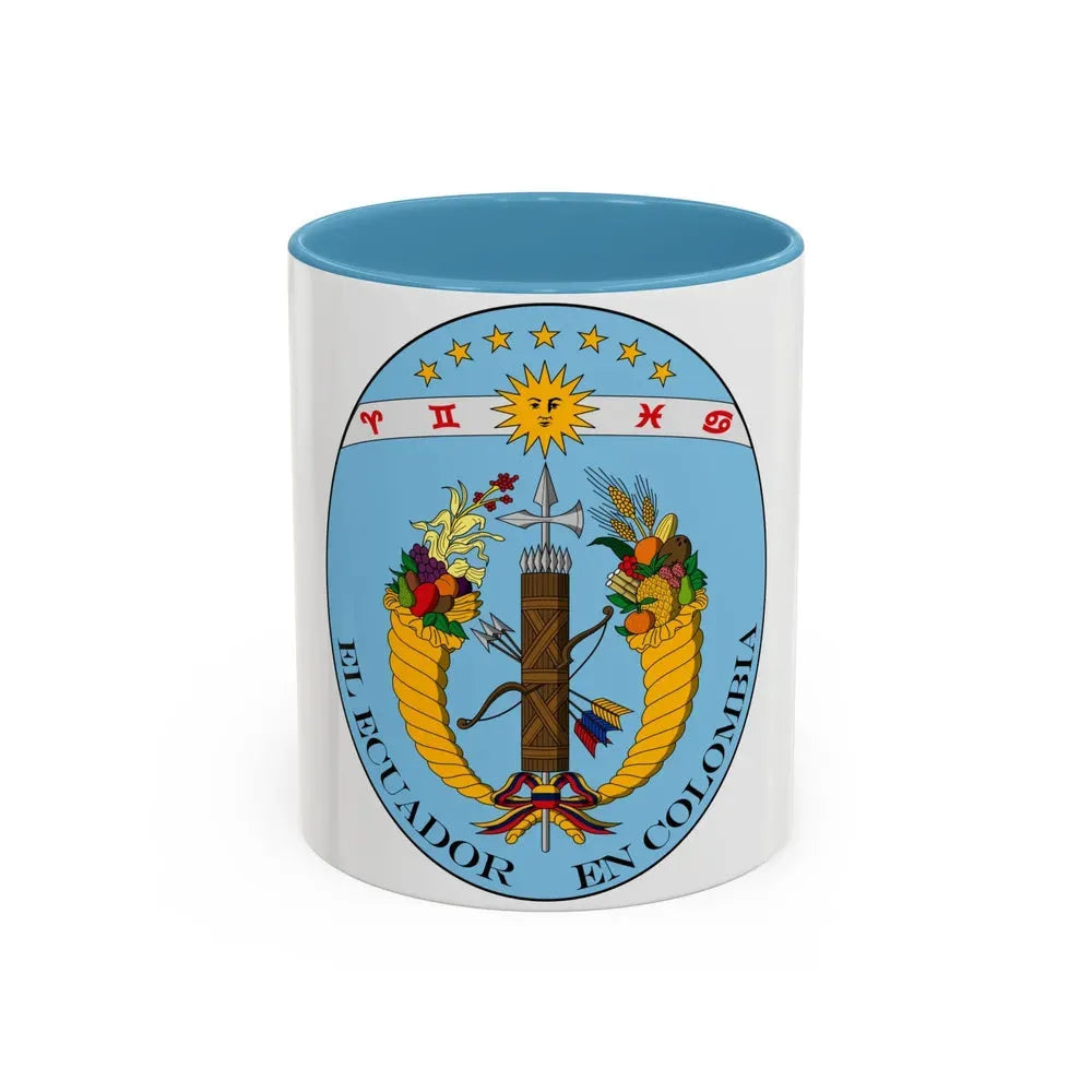 Coat of arms of Ecuador (1830) - Accent Coffee Mug 11oz Light Blue - Go Mug Yourself