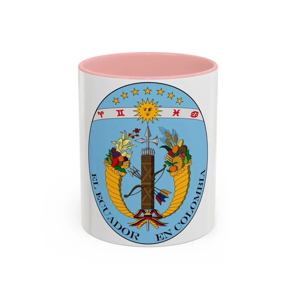 Coat of arms of Ecuador (1830) - Accent Coffee Mug 11oz Pink - Go Mug Yourself