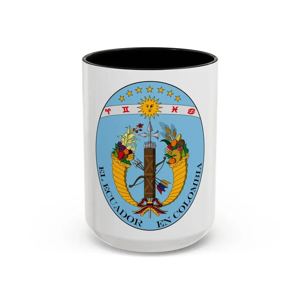 Coat of arms of Ecuador (1830) - Accent Coffee Mug 15oz Black - Go Mug Yourself