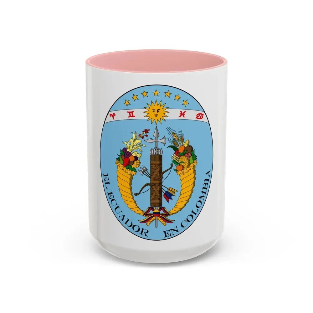 Coat of arms of Ecuador (1830) - Accent Coffee Mug 15oz Pink - Go Mug Yourself