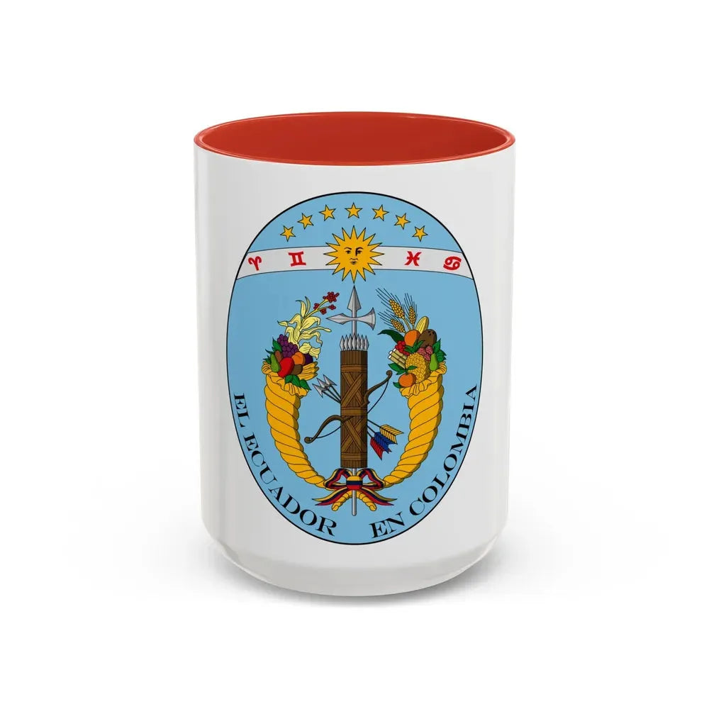 Coat of arms of Ecuador (1830) - Accent Coffee Mug 15oz Red - Go Mug Yourself